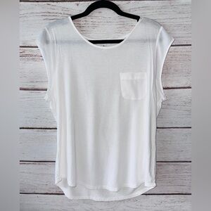 Calvin Klein White Cap Sleeve Top – Size Large Office Casual Church Layering